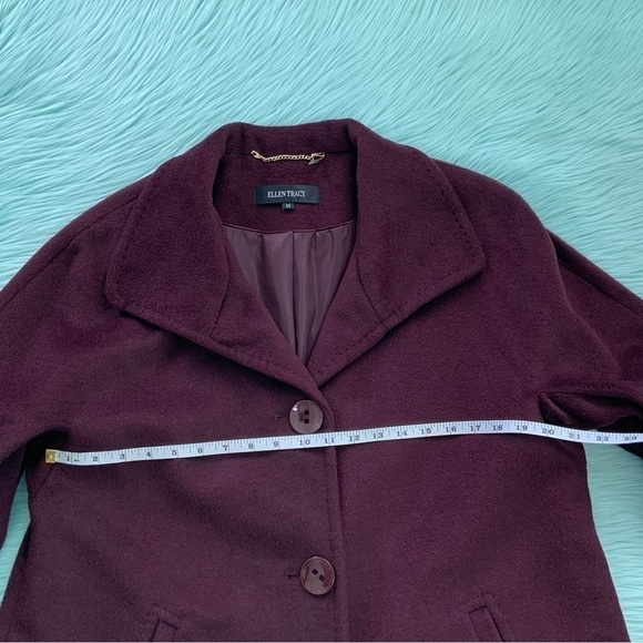 Ellen Tracy Plus Size Wool-Angora-Blend A-Line Walker Coat - Picture 8 of 13